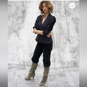 Maison Mayle Le Feminine Chappy Pant 100% Italian Cord Black Corduroy Sz 0 - NWT